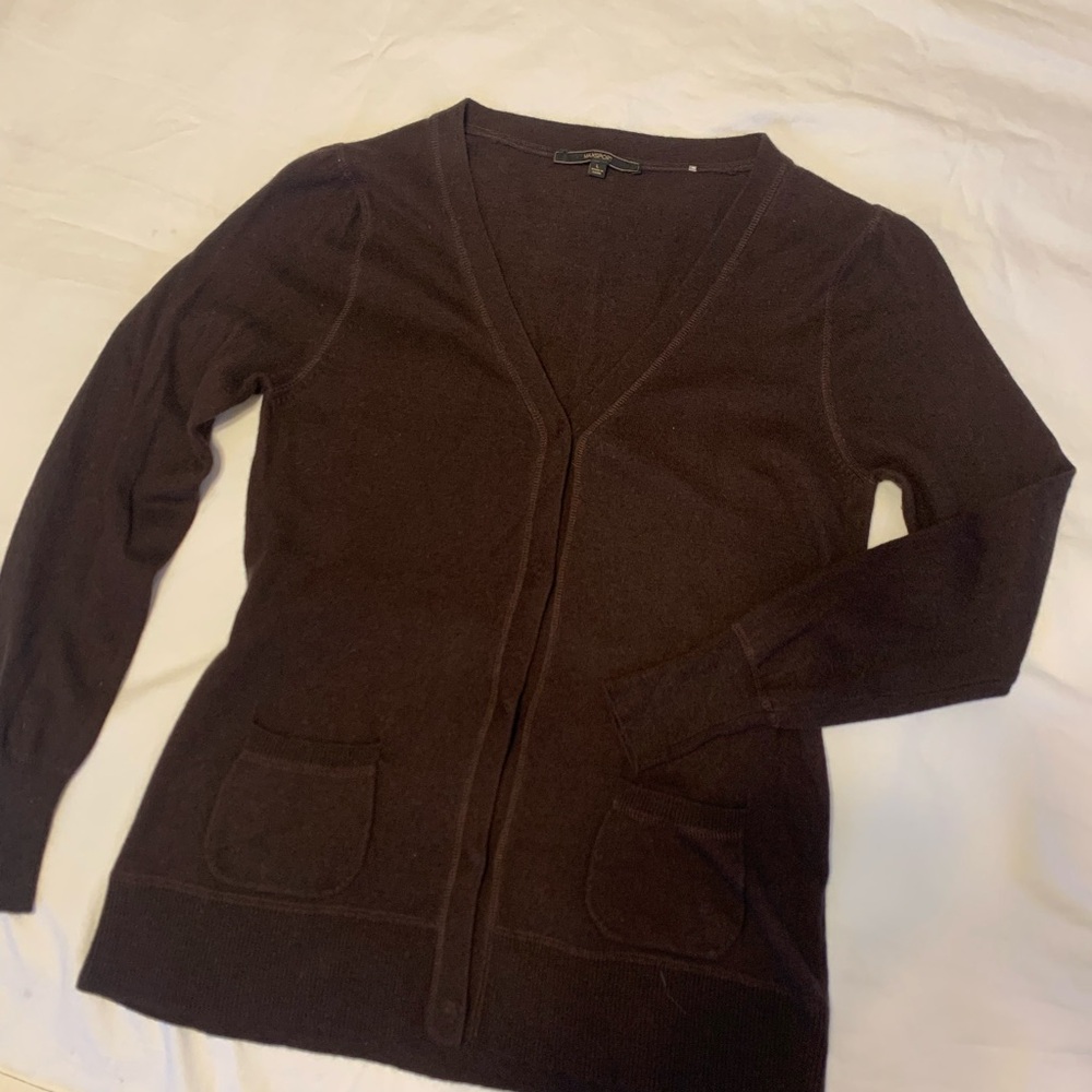 Women's Brown Wool Blend Cardigan Large